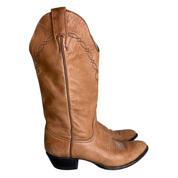 Vintage 80s Larry Mahan Womens Western Style Cow Girl Boots Soft Leather 7B - Picture 1 of 10